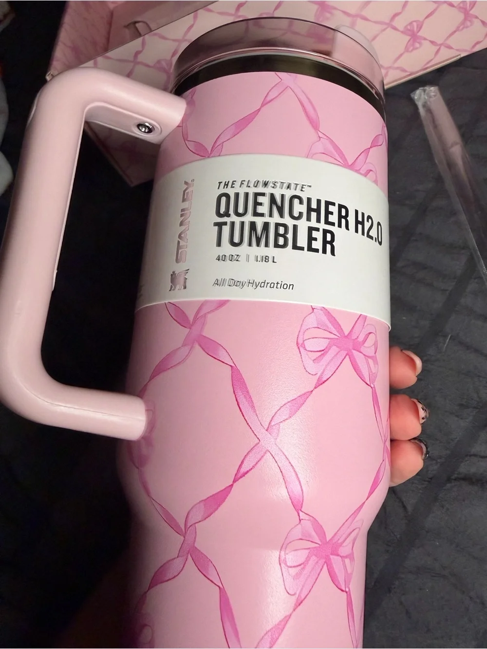 Stanley x LoveShackFancy Quencher H2.0 40 oz Pink Ribbon Bow Tumbler NEW Box